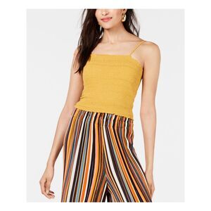 PROJECT 28 NYC Womens Yellow Spaghetti Strap Square Neck Crop Top Size: XL